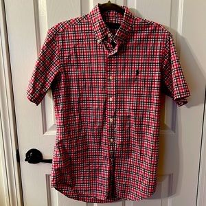 Ralph Lauren Short sleeved Pink, Blue, Green Plaid dress shirt